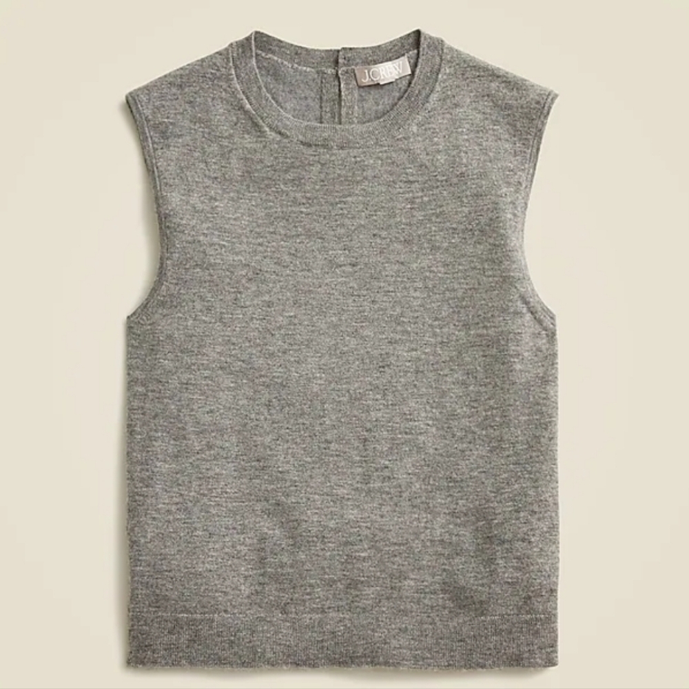 J Crew Featherweight Cashmere Sleeveless Knit Grey Shell Tank Top Size Small